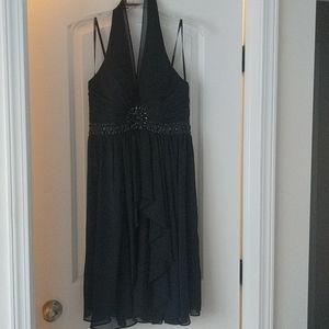 Maggy London Knee Length Black Halter Dress